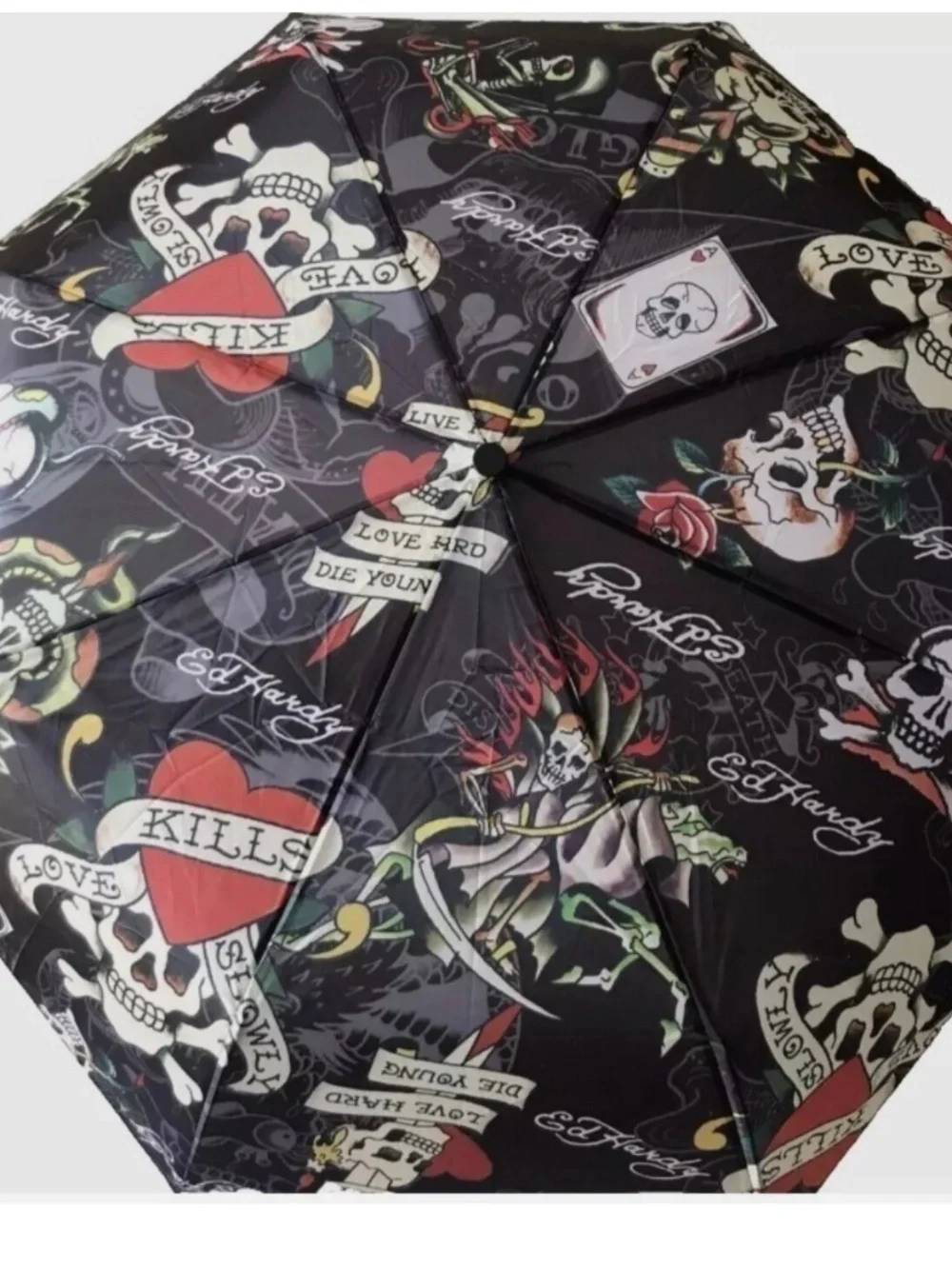 ED HARDY Love Kills Slowly Umbrella Compact Auto-Open - Picture 1 of 4